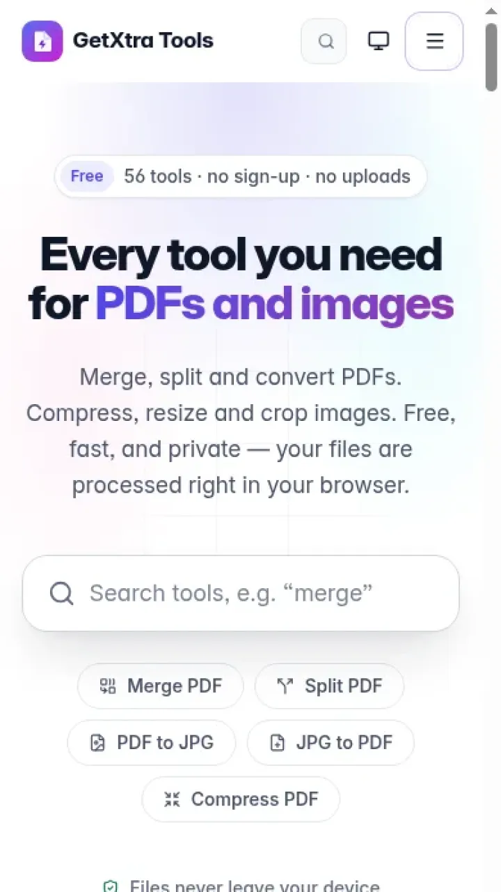The online tools website on a phone
