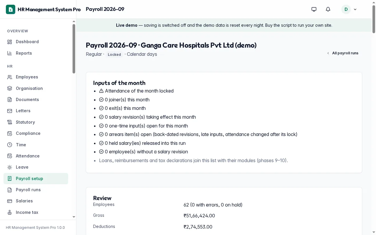 Payrun with checks, variance and the approval steps